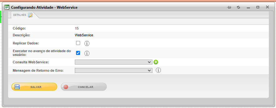 Configuração de atividade WebService