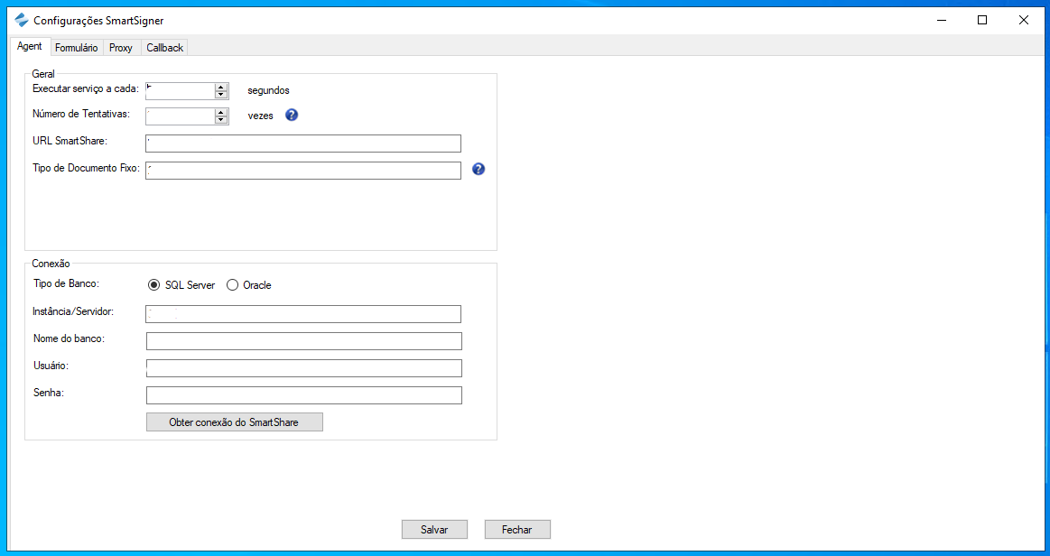 Aba Agent das Configurações SmartSigner