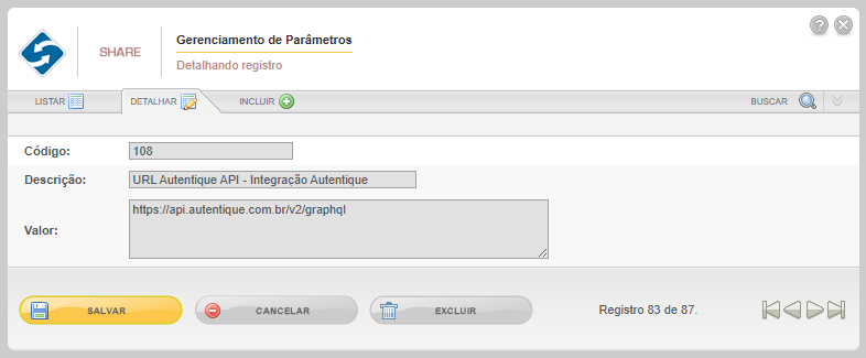 Parâmetro 108 do SmartShare